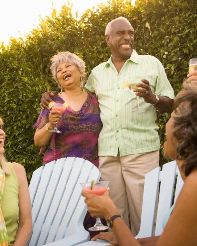retired adults gathering for fun outside